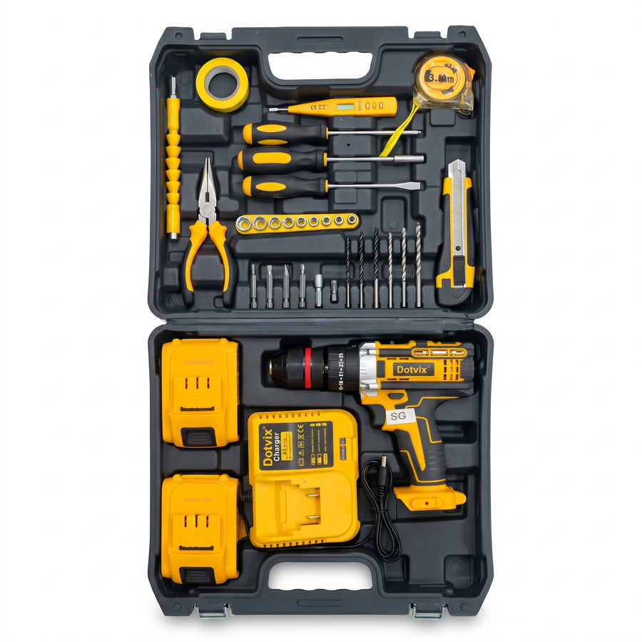 Kit de Taladro Inalámbrico Dotvix 48V con Juego de Herramientas y Maletín de Accesorios (37+ Piezas)