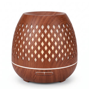 Difusor de Aromas y Humidificador Ultrasónico de Madera con Luz LED