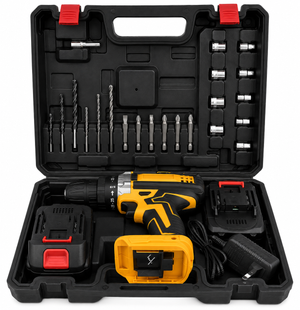 Taladro Atornillador Inalámbrico 21V (2 Baterías + Kit de Accesorios)