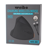 Mouse Vertical Inalámbrico y Recargable Weibo WB-881 - Ergonómico, Dual Mode (Bluetooth + 2.4GHz)
