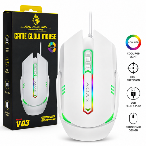 Mouse Gaming AOAS V03 RGB USB con Iluminación