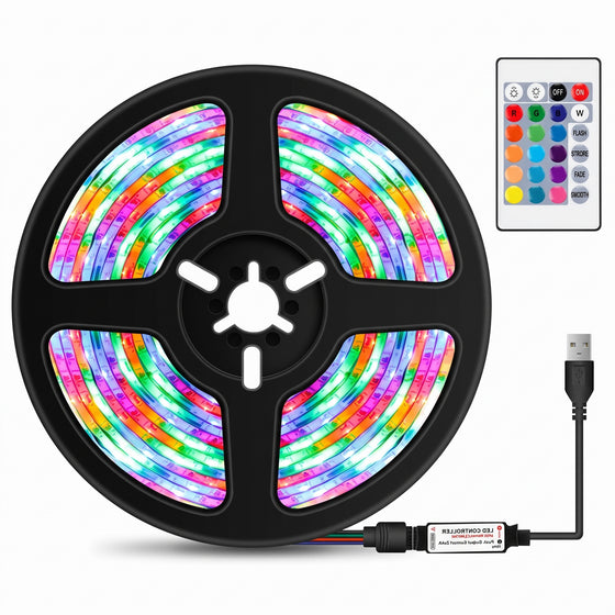 Tira de Luces LED Multicolor RGB de 10 Metros con Conexión USB
