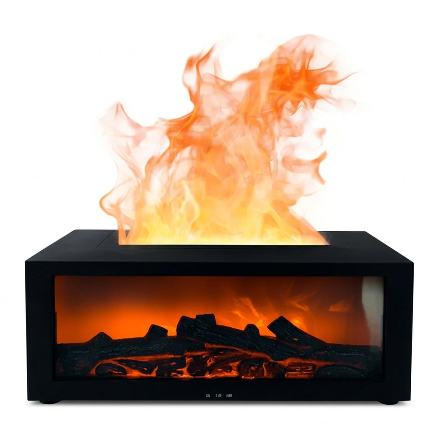 Humidificador y Difusor de Aromaterapia Efecto Chimenea Panorámica – Black Edition