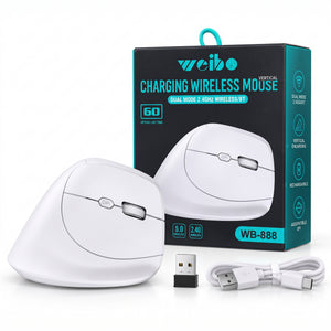 Mouse Vertical Inalámbrico y Recargable Weibo WB-888 Dual (Bluetooth + 2.4 GHz)