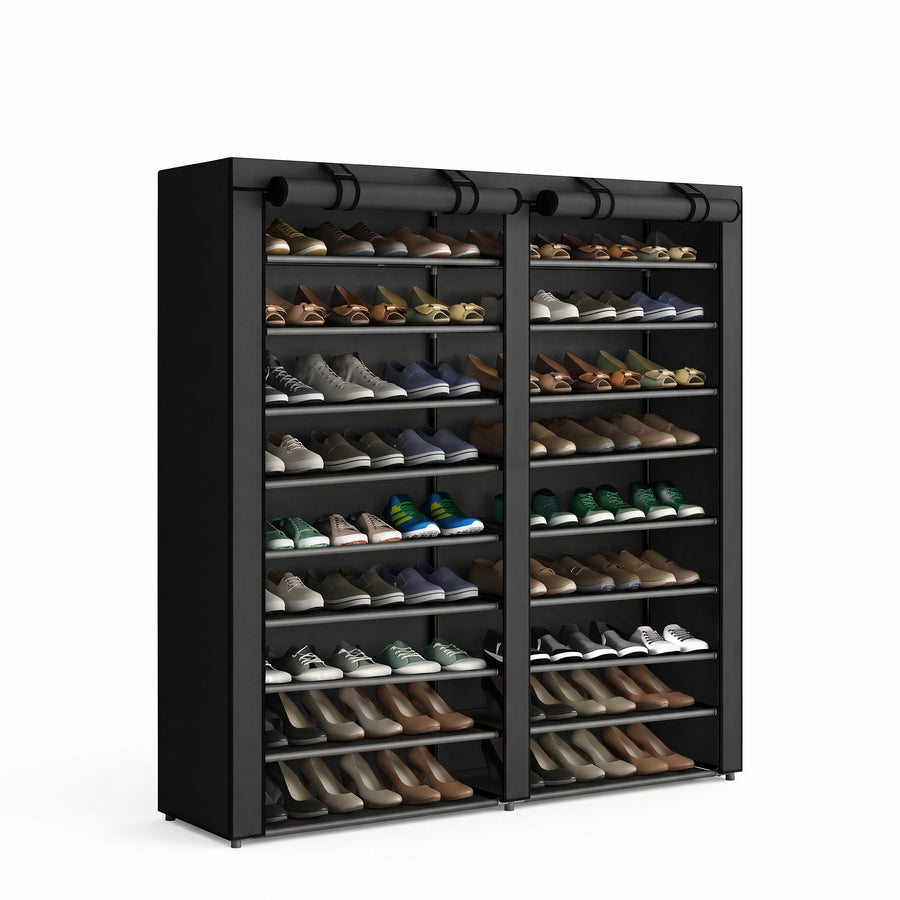 Zapatero Organizador Doble Portátil de Gran Capacidad con Cubierta