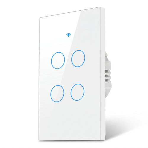 Interruptor Inteligente Wi-Fi de 4 Servicios con Panel de Vidrio Templado Touch y LED