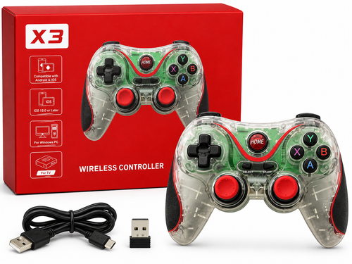 Control Gamer Inalámbrico X3 Transparente